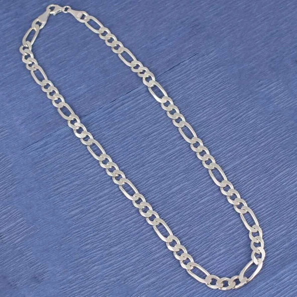 925 Ayar Gümüş Figaro Zincir - Resim 5