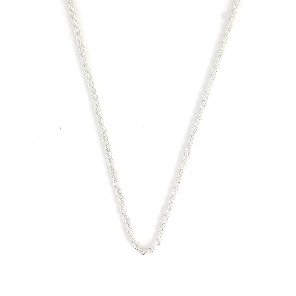 925 Ayar Gümüş Halat Zincir Kolye, İnce - Resim 2