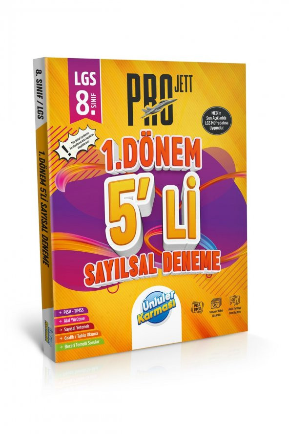 Lgs 8.sınıf Projett 1.dönem 5li Sayısal Deneme 2023 Mart Baskı Ünlüler Yayınları ürün görseli