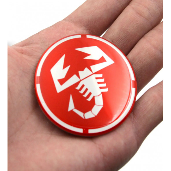 FİAT ABARTH YENGEÇ LOGOLU JANT GÖBEK DAMLA STICKER(KIRMIZI-GÜMÜŞ) - 3