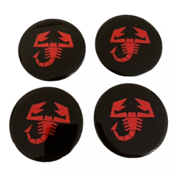 FİAT ABARTH LOGOLU JANT GÖBEK DAMLA STICKER(SİYAH-KIRMIZI) ürün görseli