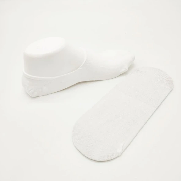 Silikonlu Beyaz Renk Bayan Babet Çorap 3 Lü Paket