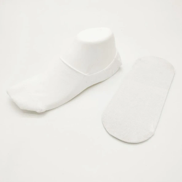 Silikonlu Beyaz Renk Bayan Babet Çorap 6 Lı Paket