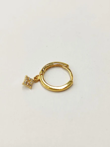 Altın Renk Halka Model Parlak Taşlı Erkek Küpe - 9