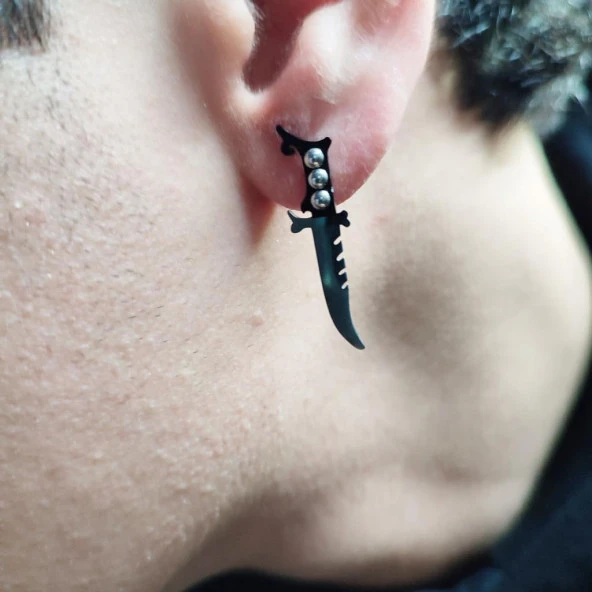 Rambo Bıçağı Model Erkek Küpe - 4