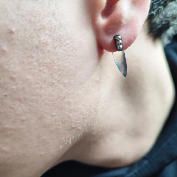 Küçük Boy Şef Bıçağı Model Erkek Küpe - 12