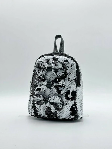 Siyah Beyaz Renk Küçük Boy Üç Papyonlu Çocuk Sırt Çantası - 5