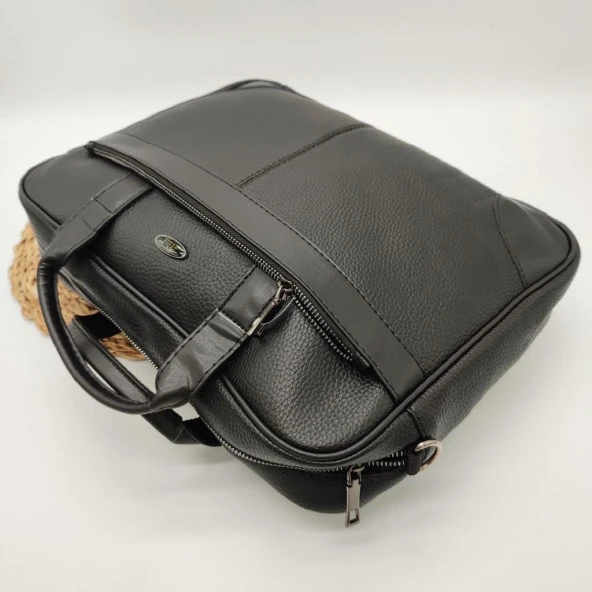 Emitasyon Deri Askılı Evrak Çantası Siyah Renk - 8