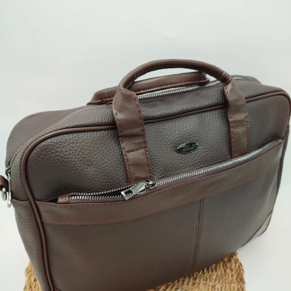 Emitasyon Deri Askılı Evrak Çantası Kahve Renk - 7