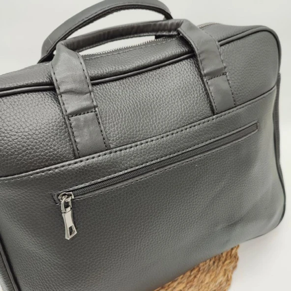 Emitasyon Deri Askılı Evrak Çantası Siyah Renk - 9