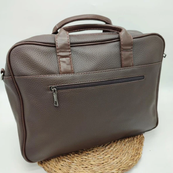 Emitasyon Deri Askılı Evrak Çantası Kahve Renk - 8