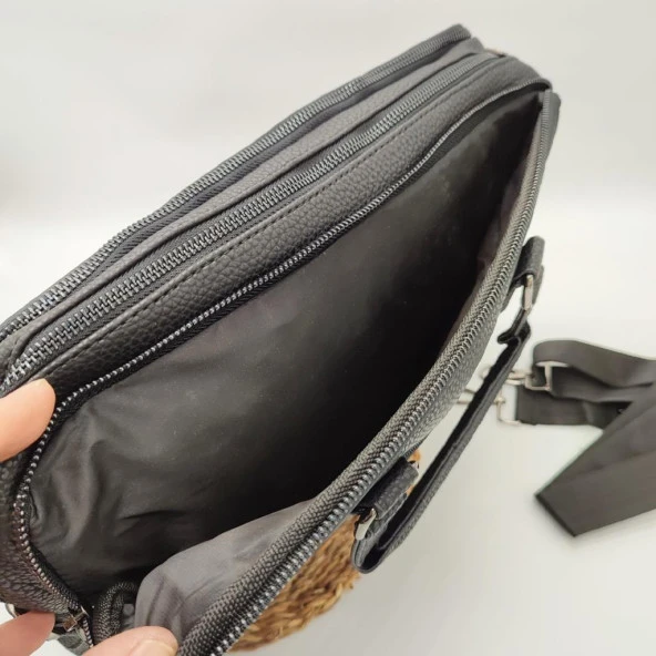 Deri Evrak Çantası Leptop Çantası Orta Boy Siyah Renk - 4