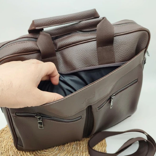 Deri Büyük Boy Erkek Evrak Çantası Kahve Renk - 2