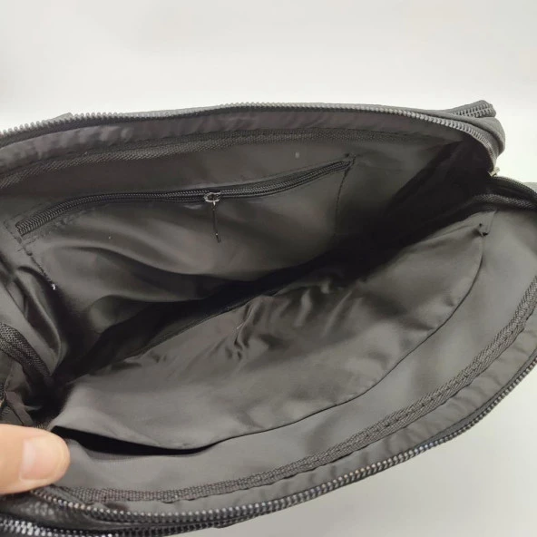 Deri Evrak Çantası Leptop Çantası Orta Boy Siyah Renk - 5