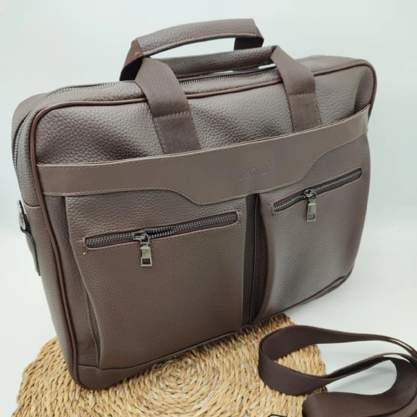 Deri Büyük Boy Erkek Evrak Çantası Kahve Renk - 6