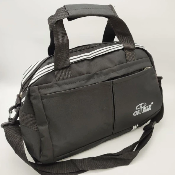 Battal Boy Çizgili Model Seyahat ve Spor Çantası Siyah Renk - 2