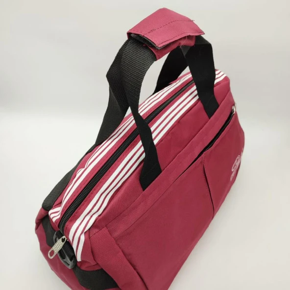 Büyük Boy Çizgili Model Seyahat ve Spor Çantası Bordo Renk - 3