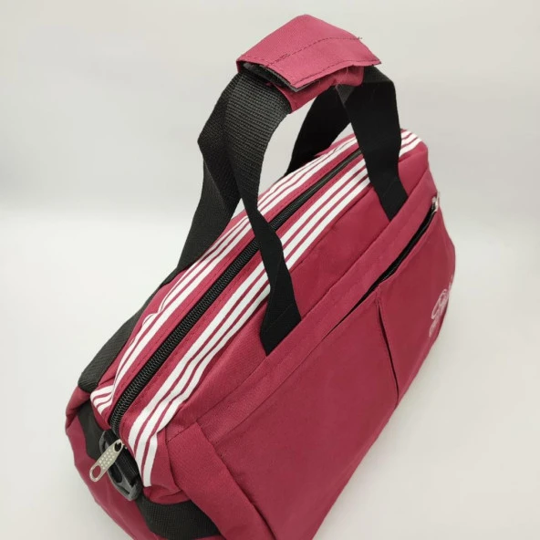 Orta Boy Çizgili Model Seyehat ve Spor Çantası Bordo Renk - 3
