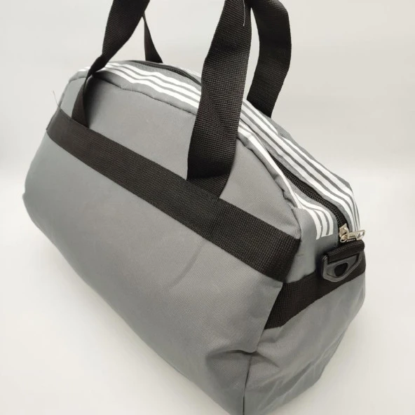 Büyük Boy Çizgili Model Seyahat ve Spor Çantası Gri Renk - 4
