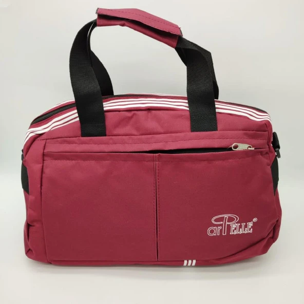 Büyük Boy Çizgili Model Seyahat ve Spor Çantası Bordo Renk - 12