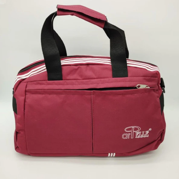 Battal Boy Çizgili Model Seyahat ve Spor Çantası Bordo Renk - 10