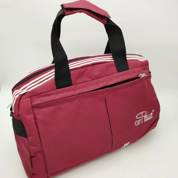 Battal Boy Çizgili Model Seyahat ve Spor Çantası Bordo Renk - 8