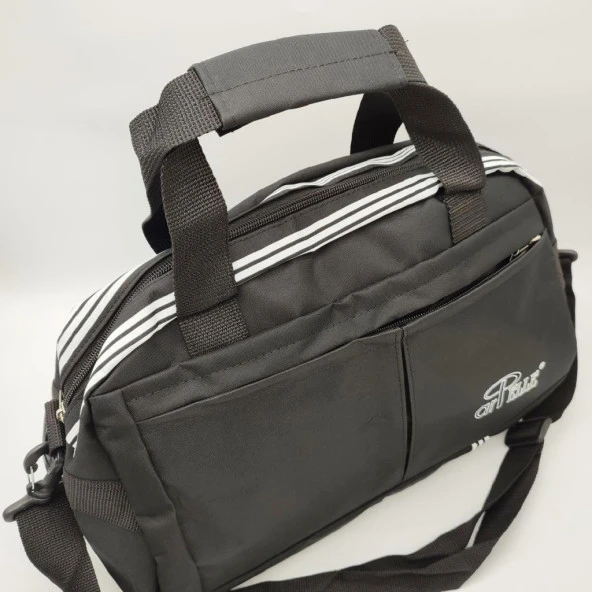 Orta Boy Çizgili Model Seyehat ve Spor Çantası Siyah Renk - 12