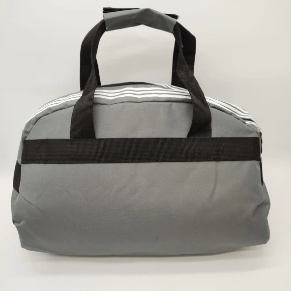 Battal Boy Çizgili Model Seyahat ve Spor Çantası Gri Renk - 9