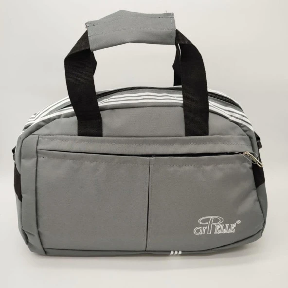 Battal Boy Çizgili Model Seyahat ve Spor Çantası Gri Renk - 11