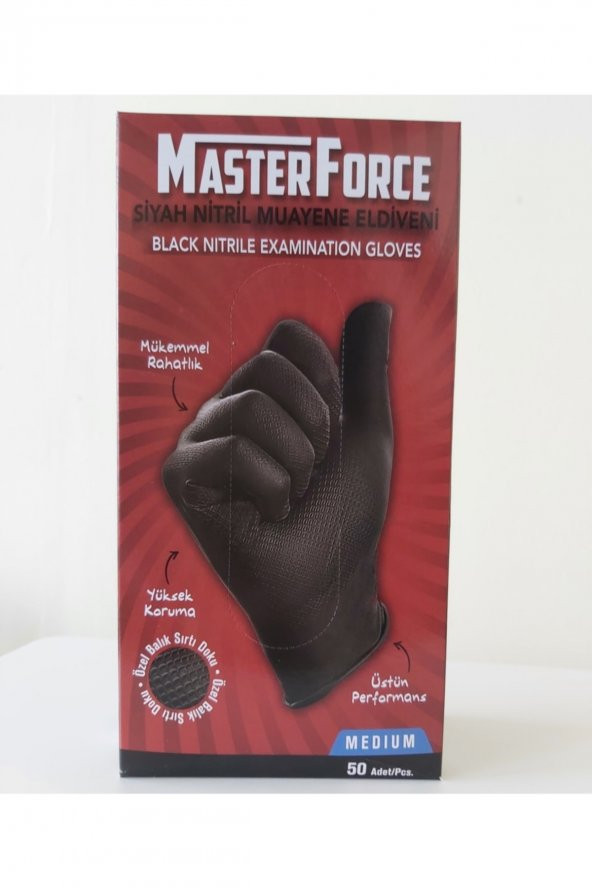 Master Force Siyah Nitril Eldiven Medıum ( M ) Orta Boy