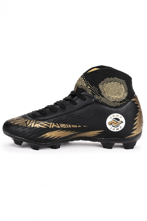Jump Krampon Çim Saha Erkek Çocuk Futbol Ayakkabı 28365 Siyah - Altın - Resim 2