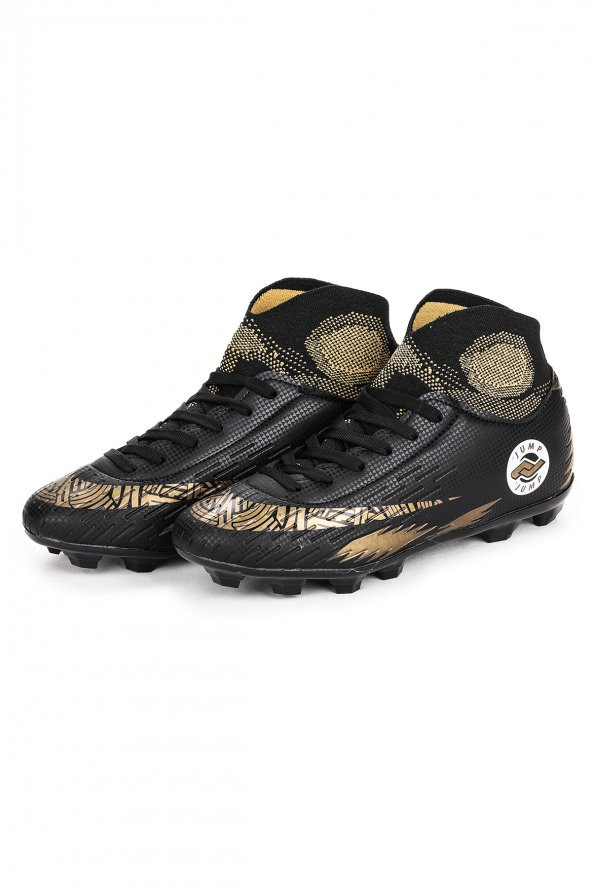 Jump Krampon Çim Saha Erkek Çocuk Futbol Ayakkabı 28365 Siyah - Altın - Resim 3