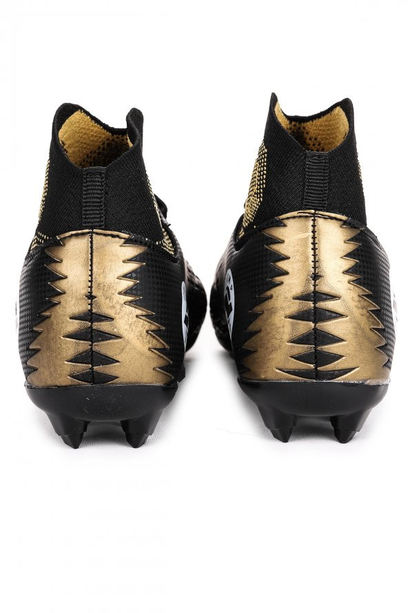 Jump Krampon Çim Saha Erkek Çocuk Futbol Ayakkabı 28365 Siyah - Altın - Resim 4