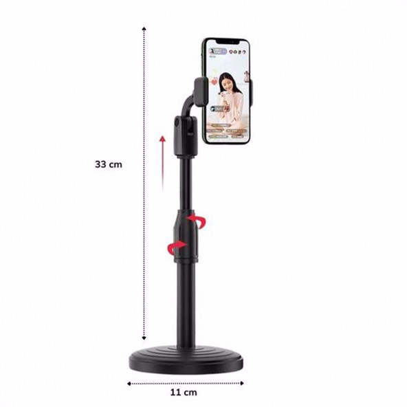 360 Derece Döndürülebilir Masaüstü Teleskopik Telefon Standı Çok Fonksiyonlu Telefon Tutucu - 5
