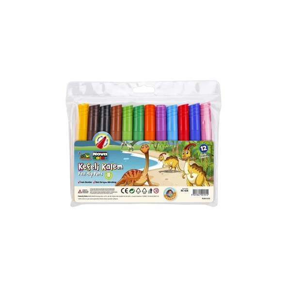 Nova Color Keçeli Kalem 12 Li Set Jumbo Keçeli Boya Kalemi