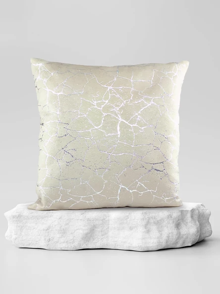 Mrs.Gugar Gümüş Detaylı Mermer Desen Kare Kırlent Kılıfı - 5