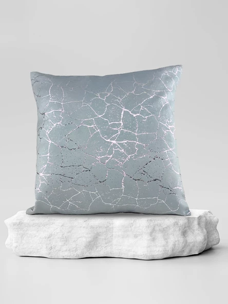 Mrs.Gugar Gümüş Detaylı Mermer Desen Kare Kırlent Kılıfı - 9