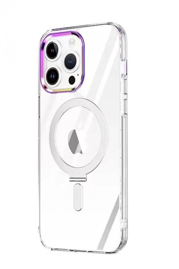 Apple iPhone 12 Pro Kılıf Stand Olabilen Şeffaf Sararmaz Magsafe Kapak - 12