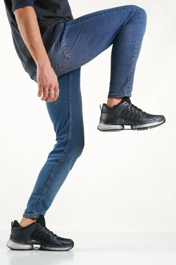 BA0590 Tarz Sneakers Ithal Taban Siyah Spor Ayakkabısı - 2
