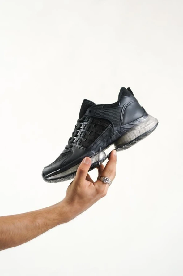 BA0590 Tarz Sneakers Ithal Taban Siyah Spor Ayakkabısı - 4