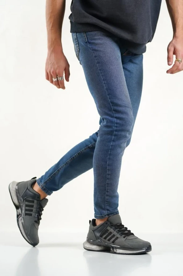 BA0590 Tarz Sneakers Ithal Taban Füme Çizgi Spor Ayakkabısı - Resim 2