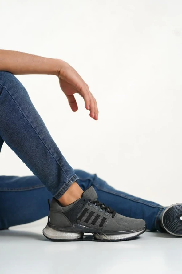 BA0590 Tarz Sneakers Ithal Taban Füme Çizgi Spor Ayakkabısı - Resim 3