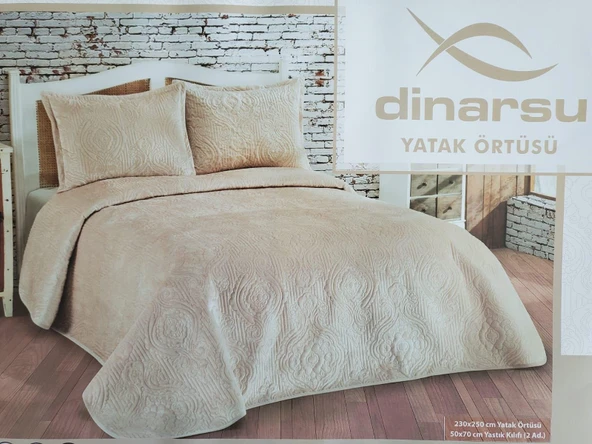 Dinarsu Yatak Örtüsü Seti 3 Parça Çift Kişilik 230x250 Olivia Mocha