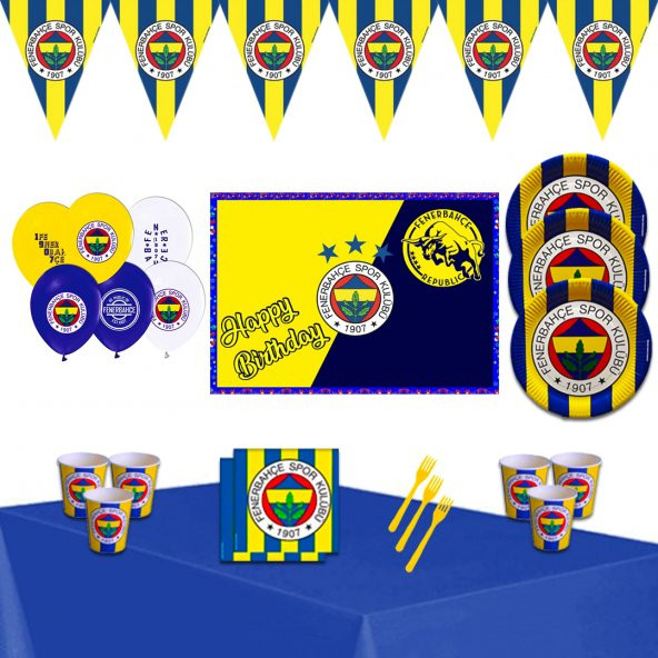 Fenerbahçe 24 Kişilik Doğum Günü Parti Malzemeleri Süsleri Seti
