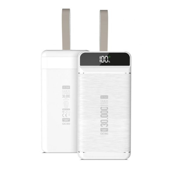 POWERWAY QC30 30000 MAH PD22.5W 3 USB DİJİTAL EKRAN SİYAH POWERBANK - 2