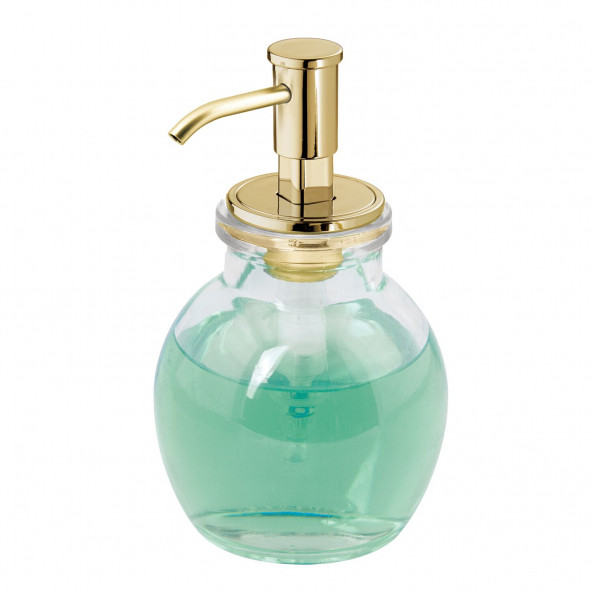 24518ES YUVARLAK CAM SIVI SABUNLUK SARI PİRİNC POMPALI 10X10X16CM 424ML - Resim 2