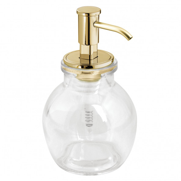 24518ES YUVARLAK CAM SIVI SABUNLUK SARI PİRİNC POMPALI 10X10X16CM 424ML - Resim 5