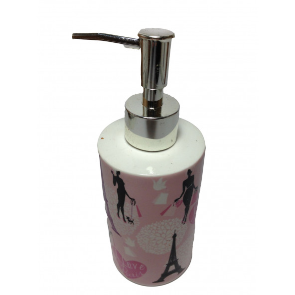 LY-J104A SERAMİK SIVI SABUNLUK KIZLI PARİS DESENLİ 7X7X18CM 320ML - 4