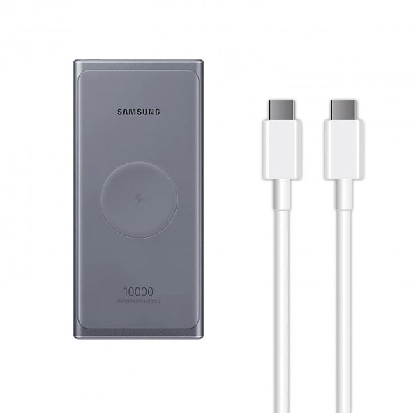 Samsung Galaxy Note 10 + 25W 10000mAh Kablosuz Şarj Özellikli 2 Metre Type-C to Type-C Kablolu Powerbank