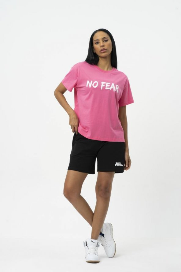 No Fear Orijinal Kadın Oversize T-shirt Fuşya